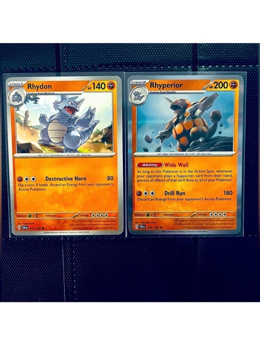 2 POKEMON CARDS RHYDON RHYPERIOR RARE HOLOFOIL CARD Stellar Crown 75/142 76/142